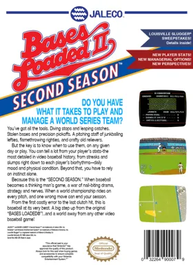 Bases Loaded II - Second Season (USA) box cover back